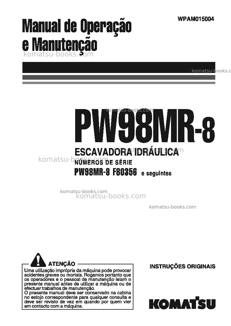Komatsu pw98mr-8ita Manual de operação capa Komatsu pw98mr-8ita Manual de operação capa