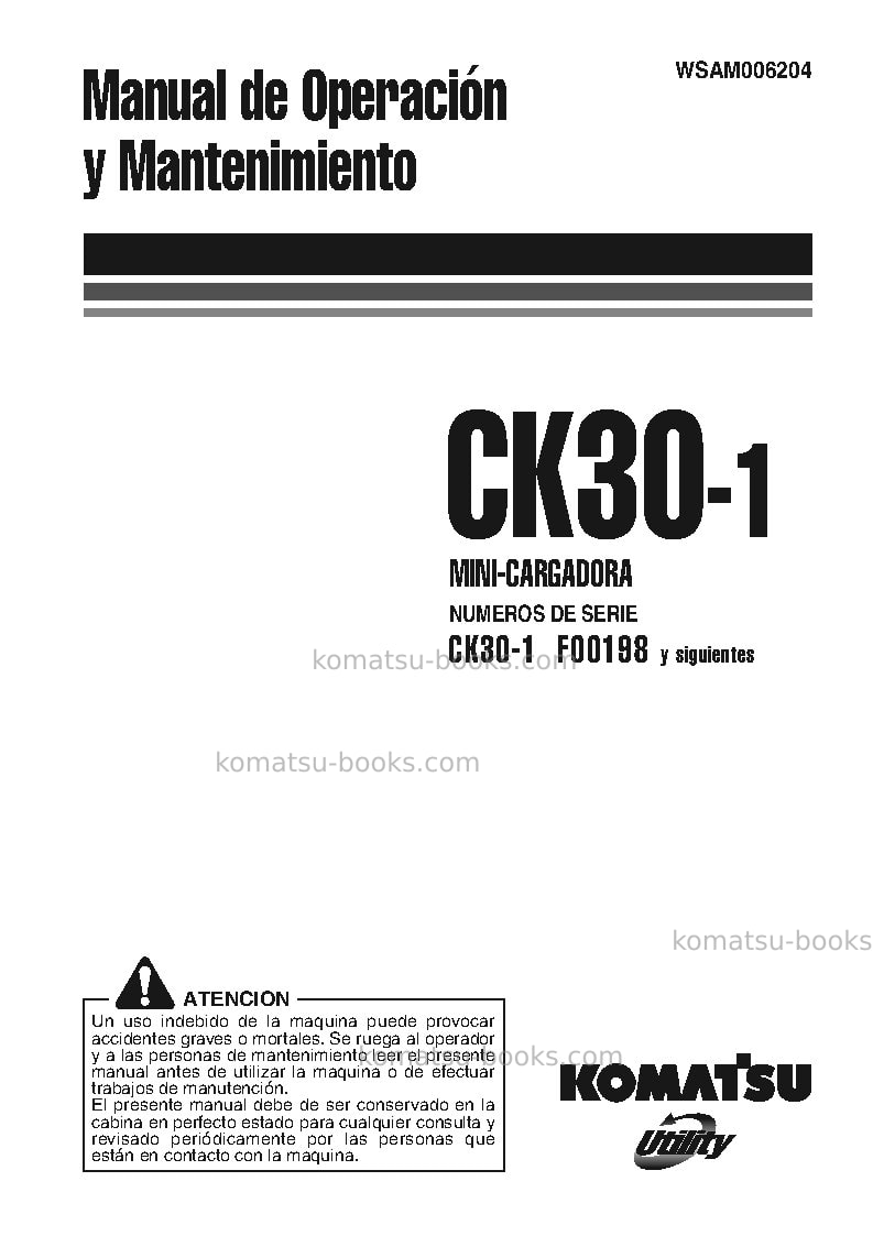 Komatsu ck30-1ita Manual de operación cover