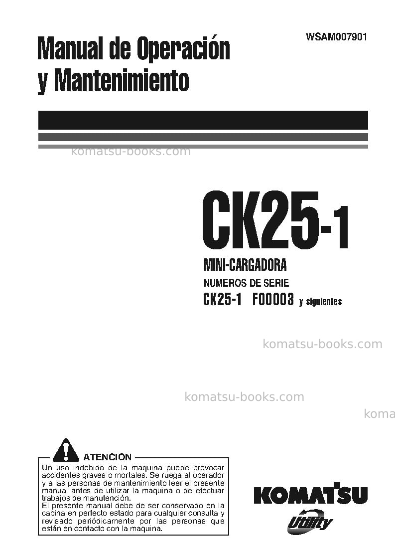 Komatsu ck25-1ita Manual de operación cover Komatsu ck25-1ita Manual de operación cover
