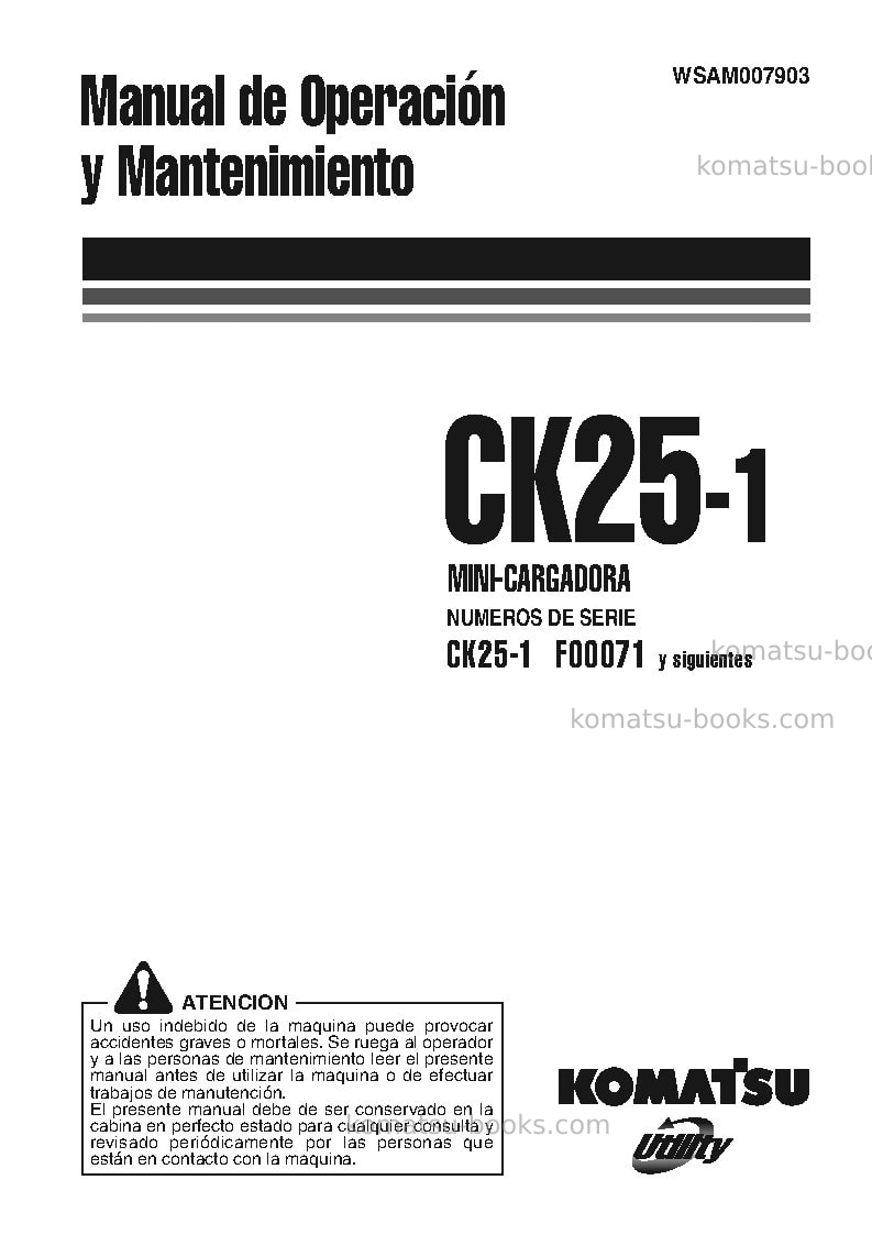 Komatsu ck25-1ita Manual de operación cover Komatsu ck25-1ita Manual de operación cover