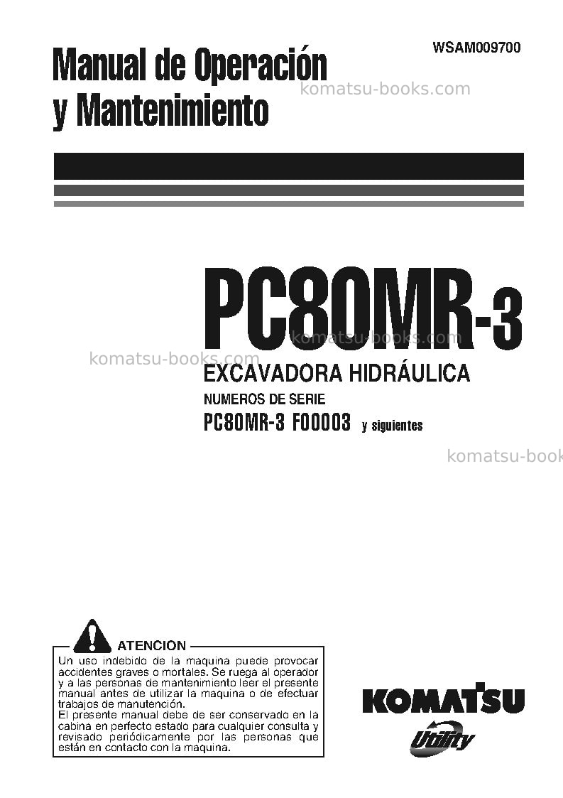 Komatsu pc80mr-3ita Manual de operación cover Komatsu pc80mr-3ita Manual de operación cover