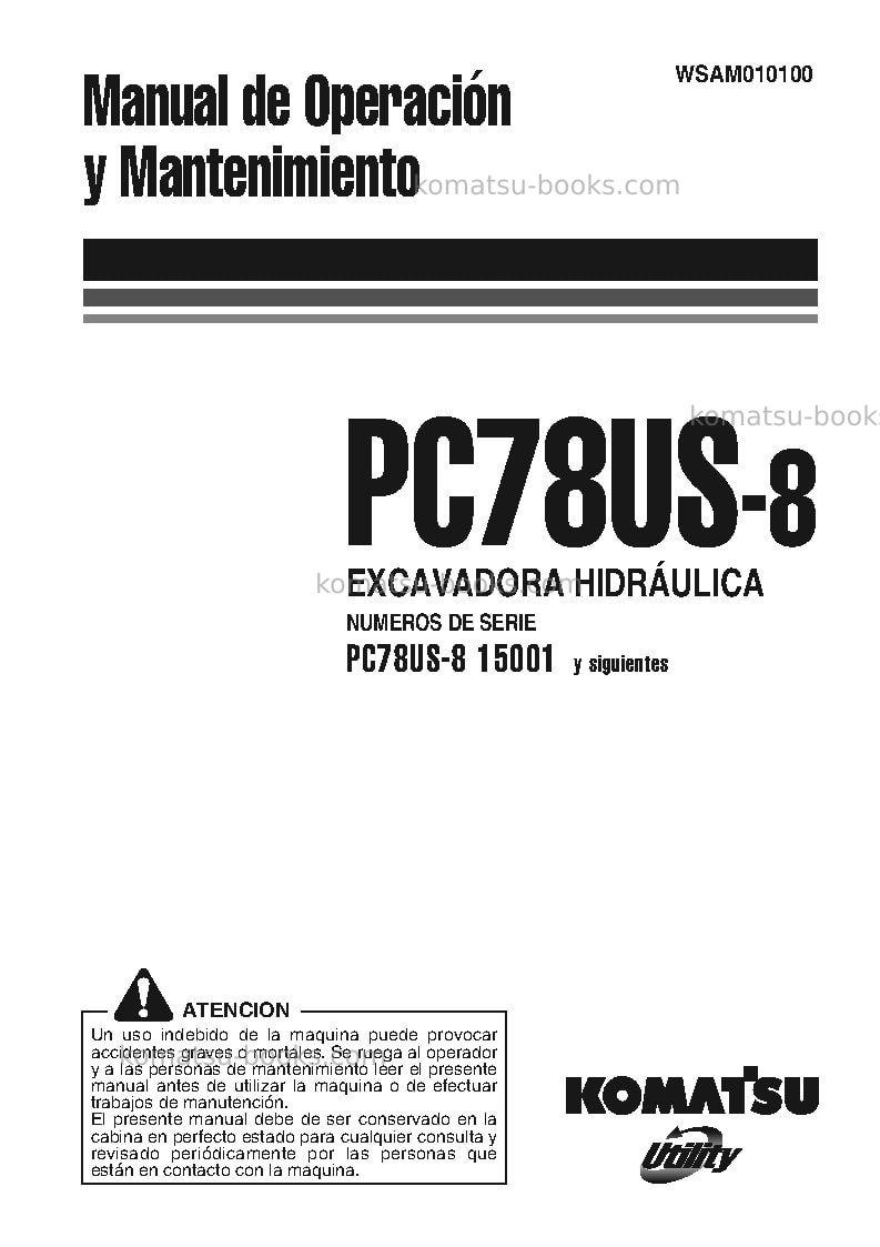 Komatsu pc78us-8jpn-for eu Manual de operación cover Komatsu pc78us-8jpn-for eu Manual de operación cover