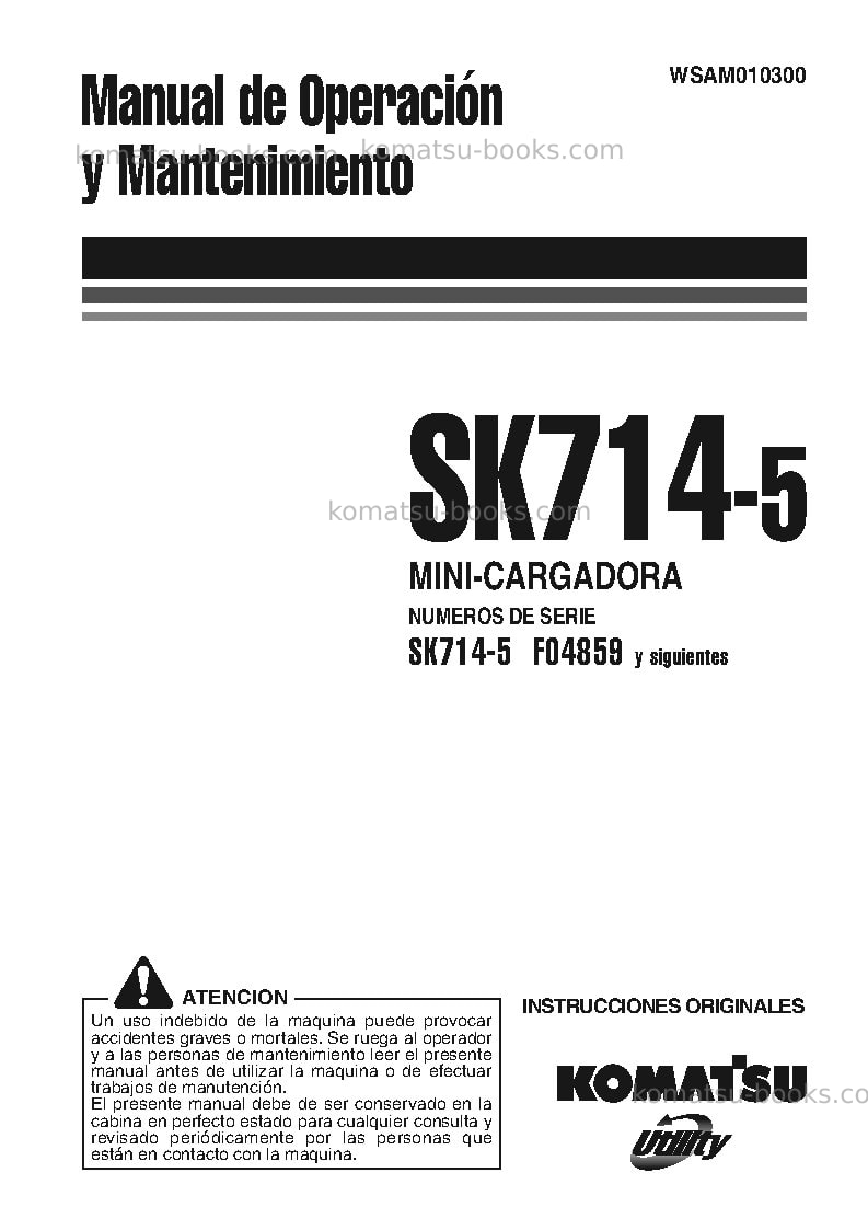 Komatsu sk714-5ita-/ Manual de operación cover Komatsu sk714-5ita-/ Manual de operación cover