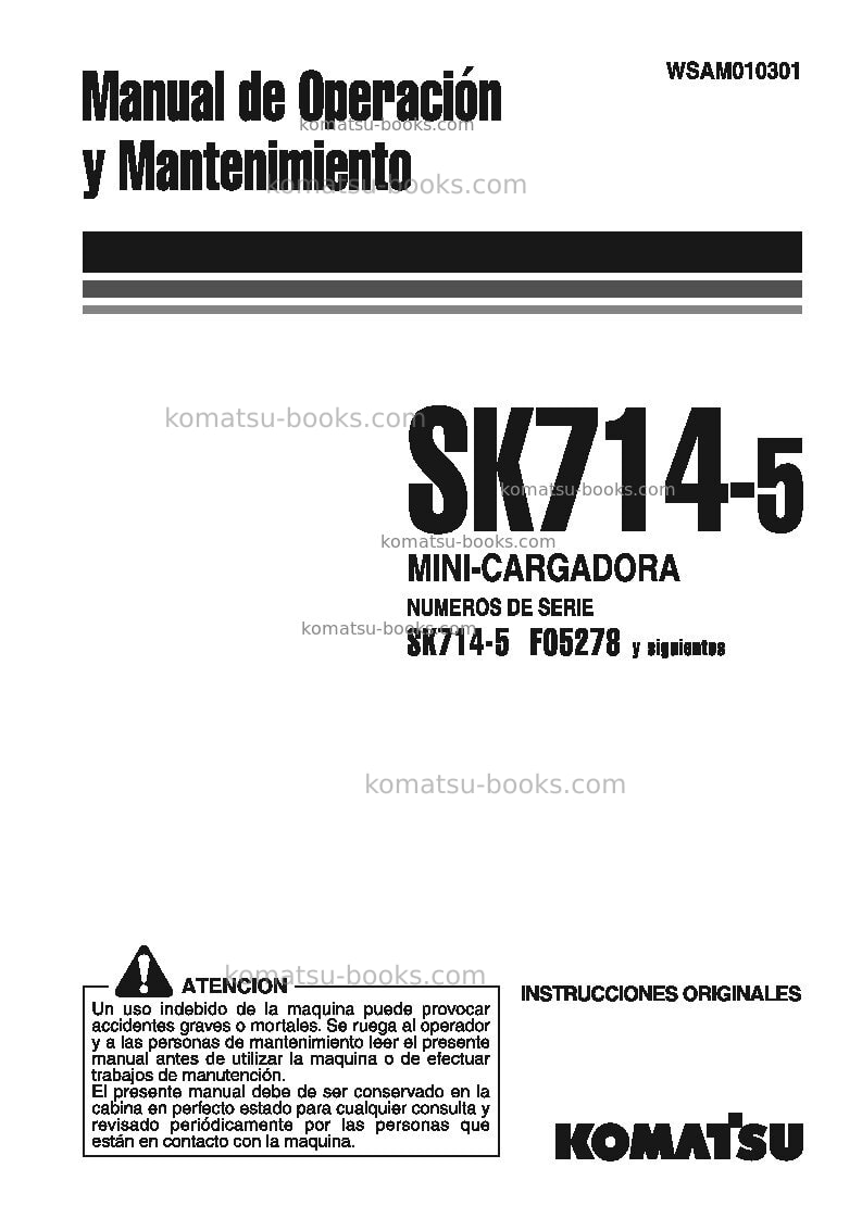 Komatsu sk714-5ita-/ Manual de operación cover Komatsu sk714-5ita-/ Manual de operación cover