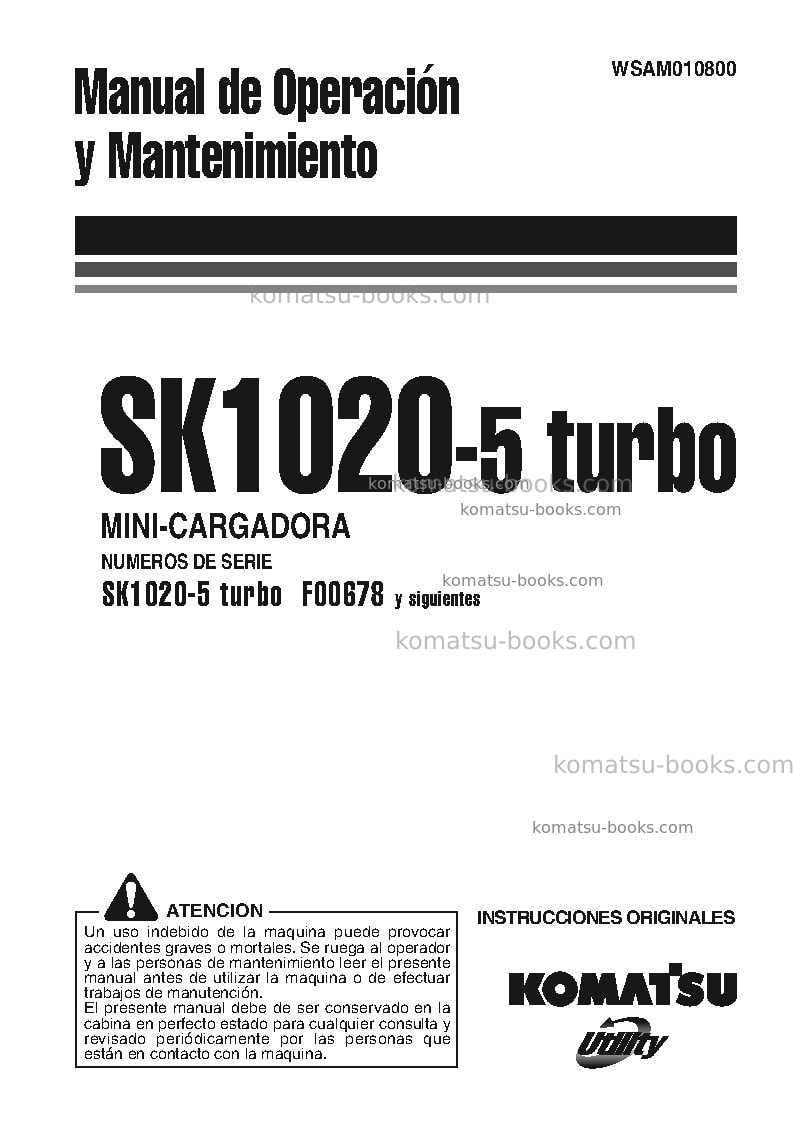 Komatsu sk1020-5ita-turbo Manual de operación cover