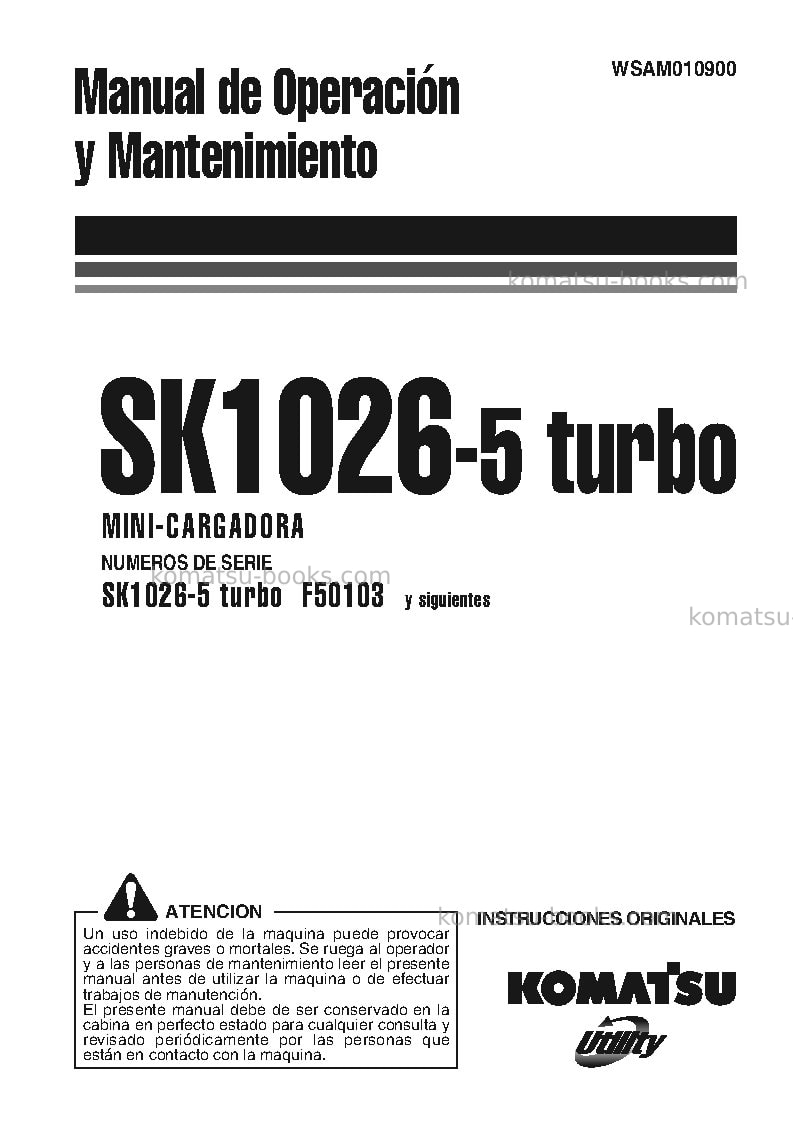 Komatsu sk1026-5ita-turbo Manual de operación cover