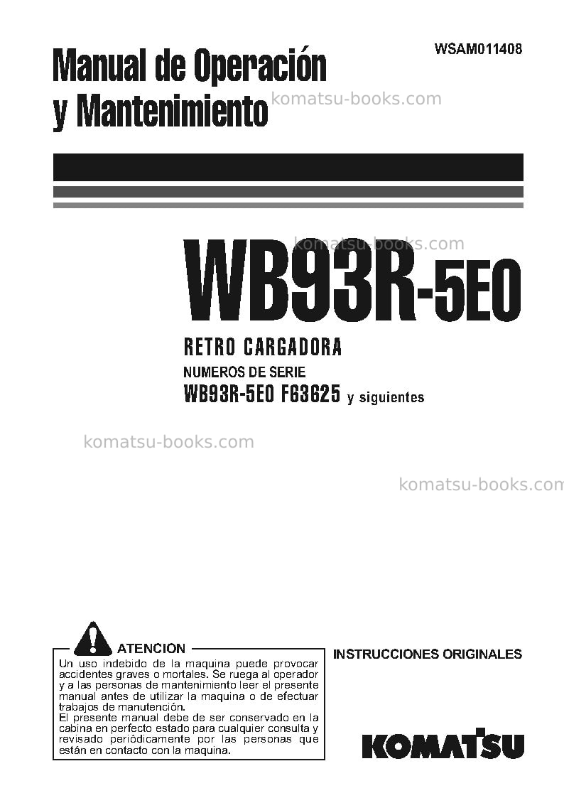 Komatsu wb93r-5ita-tier 3 Manual de operación cover