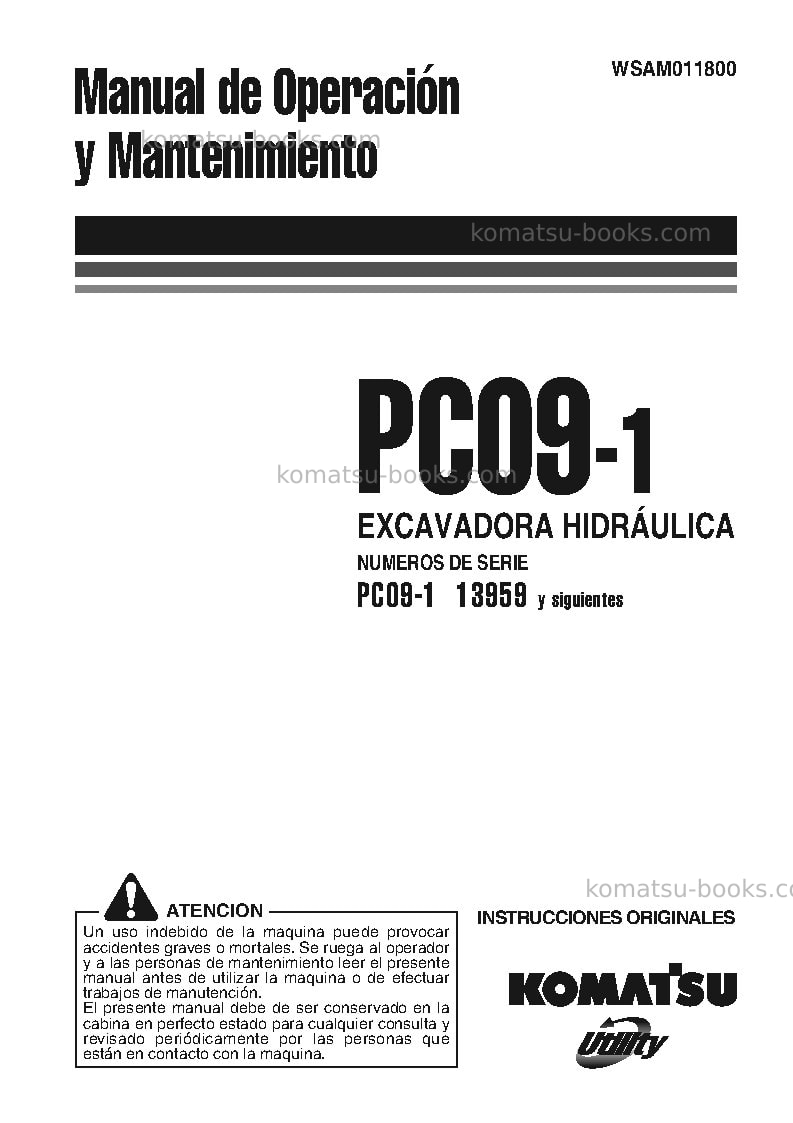 Komatsu pc09-1ita Manual de operación cover Komatsu pc09-1ita Manual de operación cover