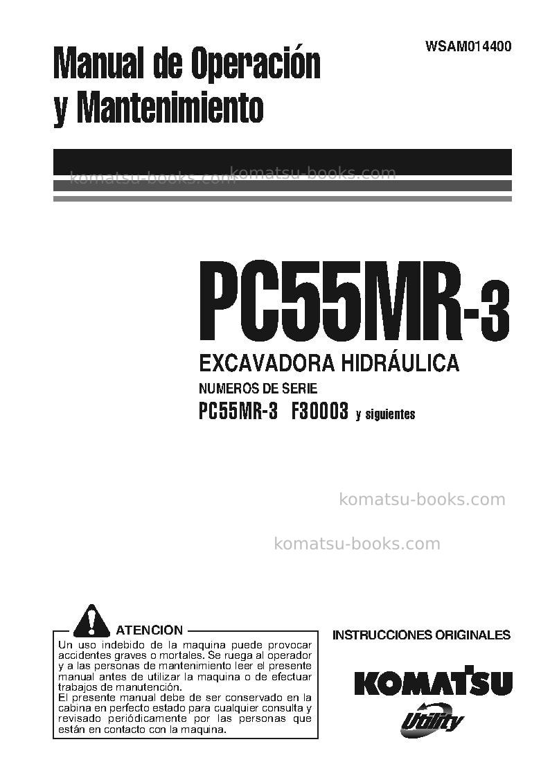 Komatsu pc55mr-3ita Manual de operación cover Komatsu pc55mr-3ita Manual de operación cover
