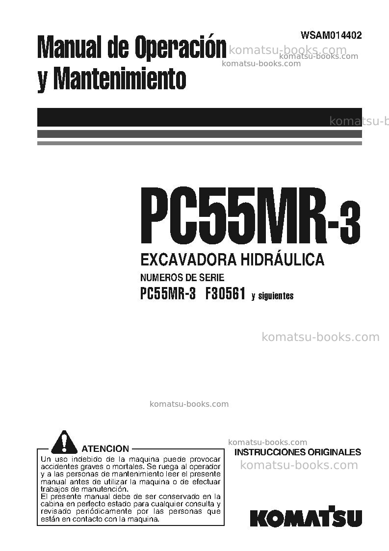 Komatsu pc55mr-3ita Manual de operación cover Komatsu pc55mr-3ita Manual de operación cover