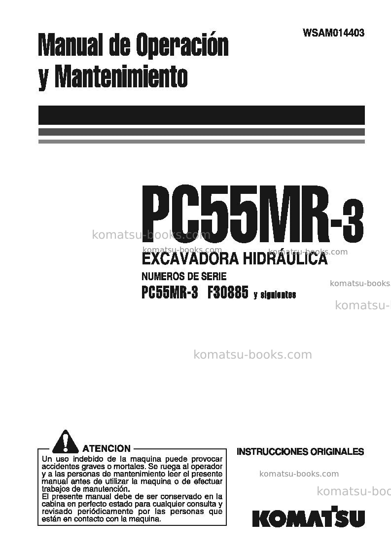 Komatsu pc55mr-3ita Manual de operación cover Komatsu pc55mr-3ita Manual de operación cover