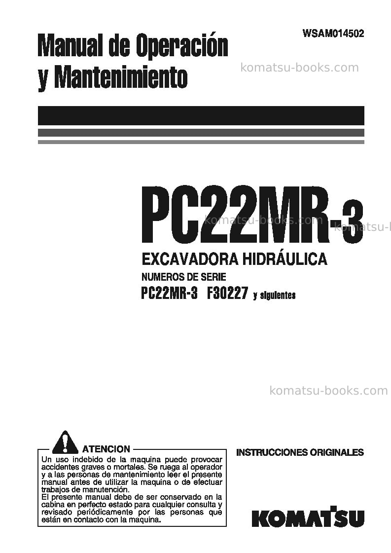 Komatsu pc22mr-3ita Manual de operación cover Komatsu pc22mr-3ita Manual de operación cover