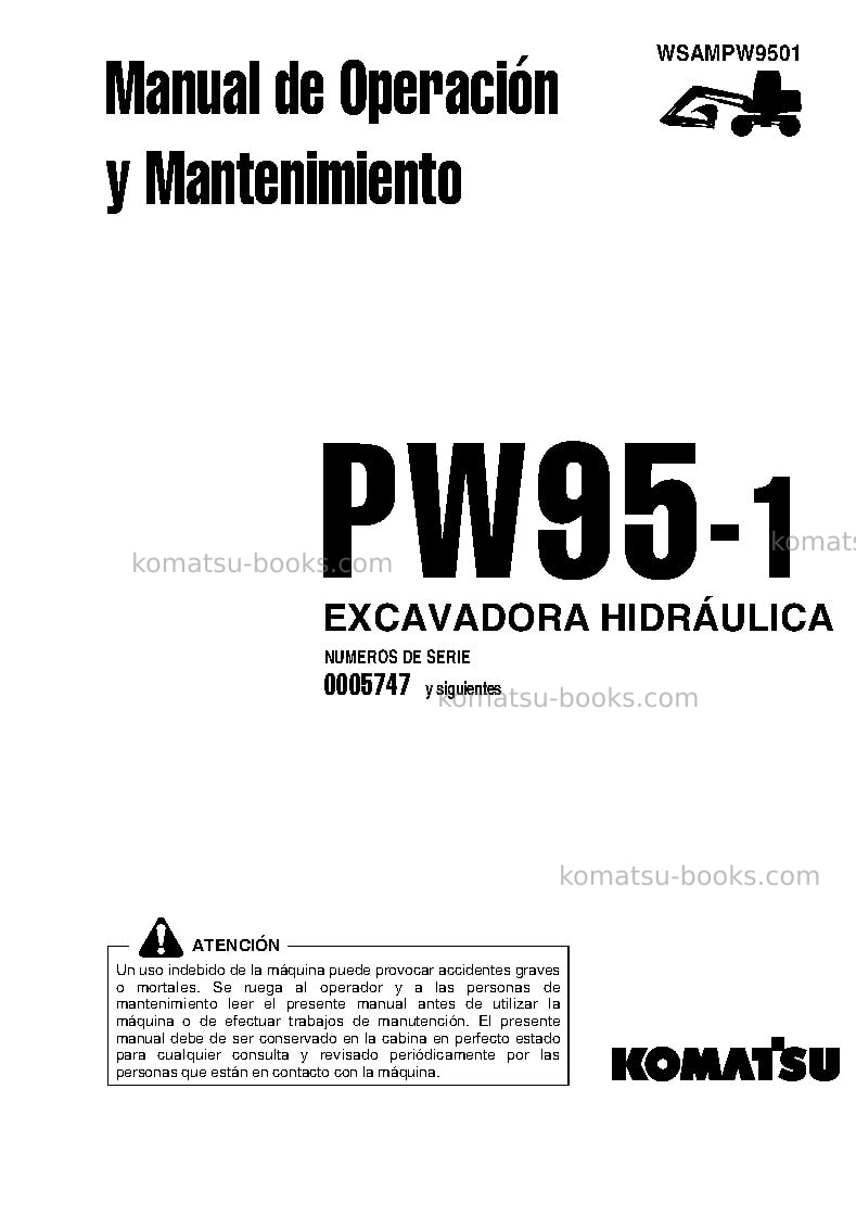 Komatsu pw95-1ita Manual de operación cover