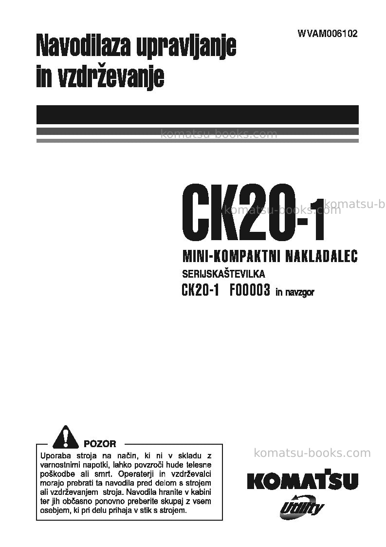 Komatsu ck20-1ita Operation manual cover Komatsu ck20-1ita Operation manual cover
