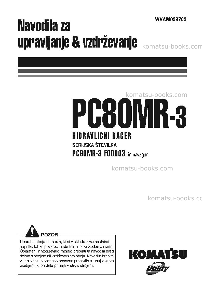 Komatsu pc80mr-3ita Operation manual cover Komatsu pc80mr-3ita Operation manual cover