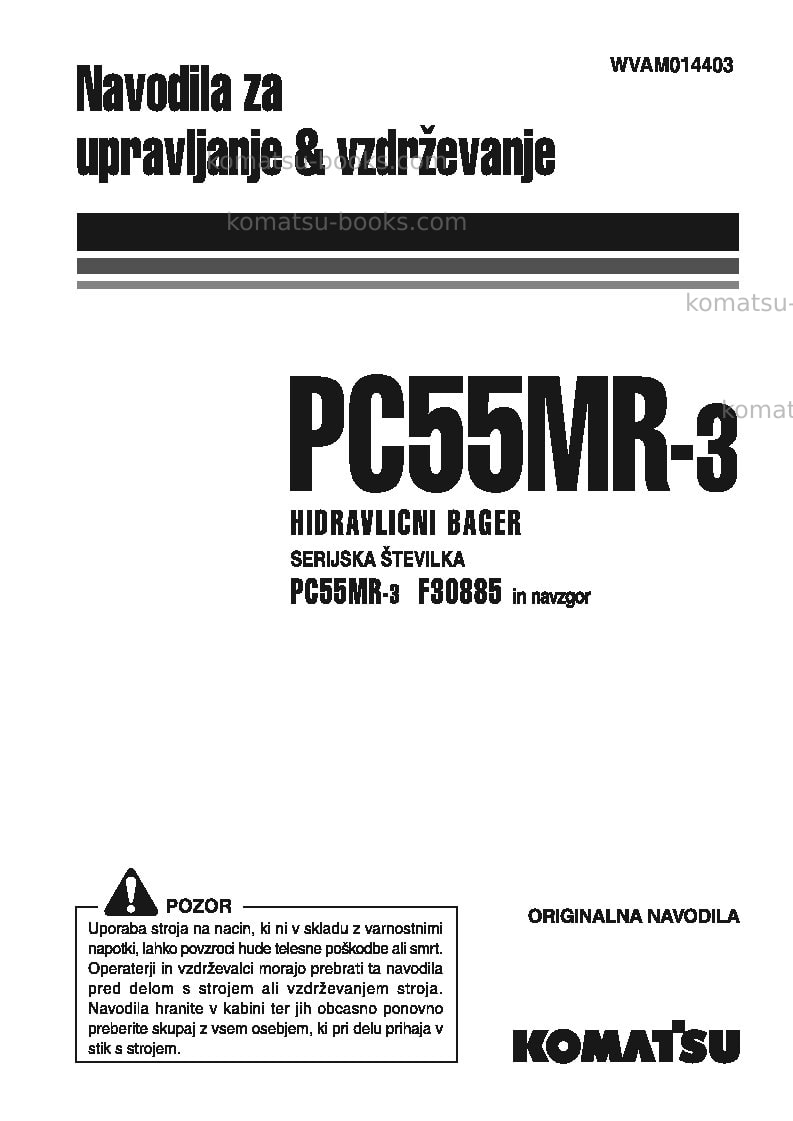 Komatsu pc55mr-3ita Operation manual cover Komatsu pc55mr-3ita Operation manual cover