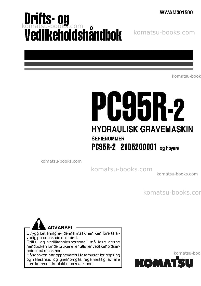 Komatsu pc95r-2ita Operation manual cover