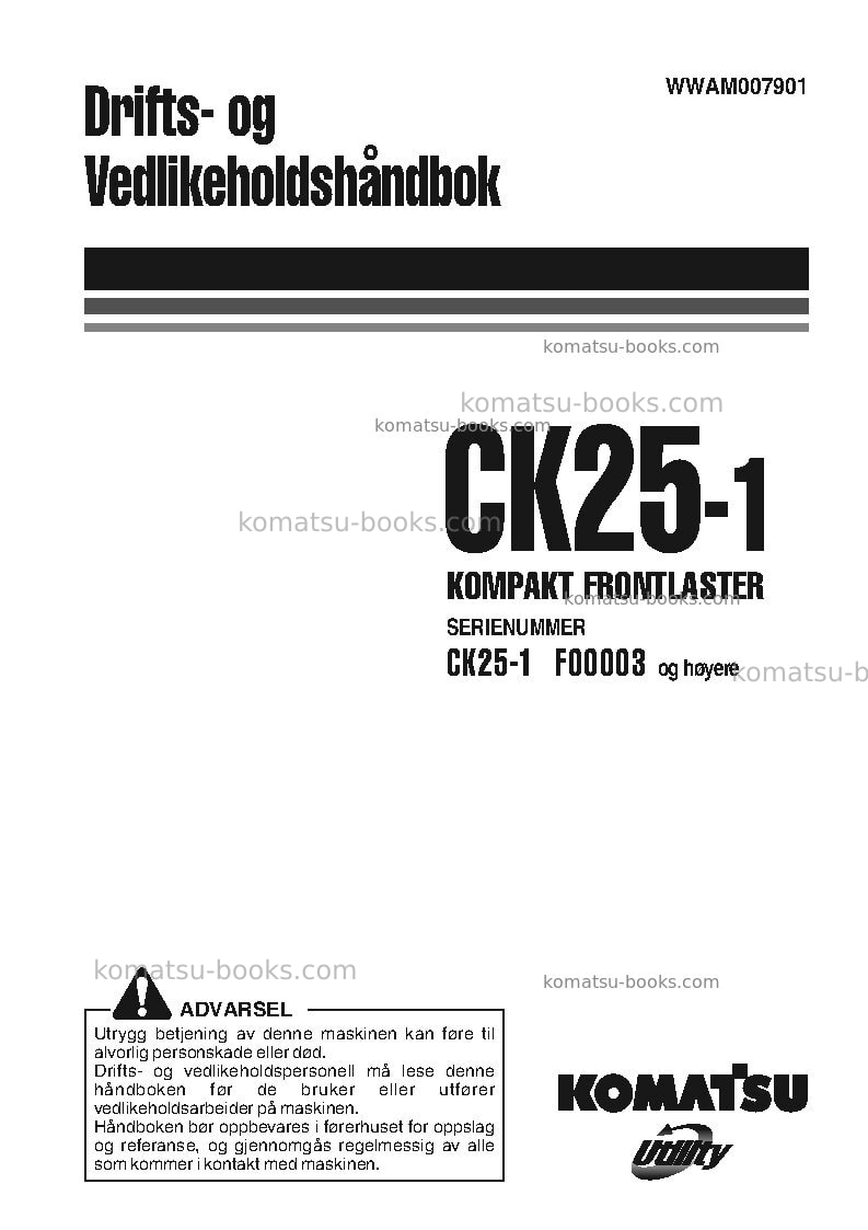 Komatsu ck25-1ita Operation manual cover Komatsu ck25-1ita Operation manual cover