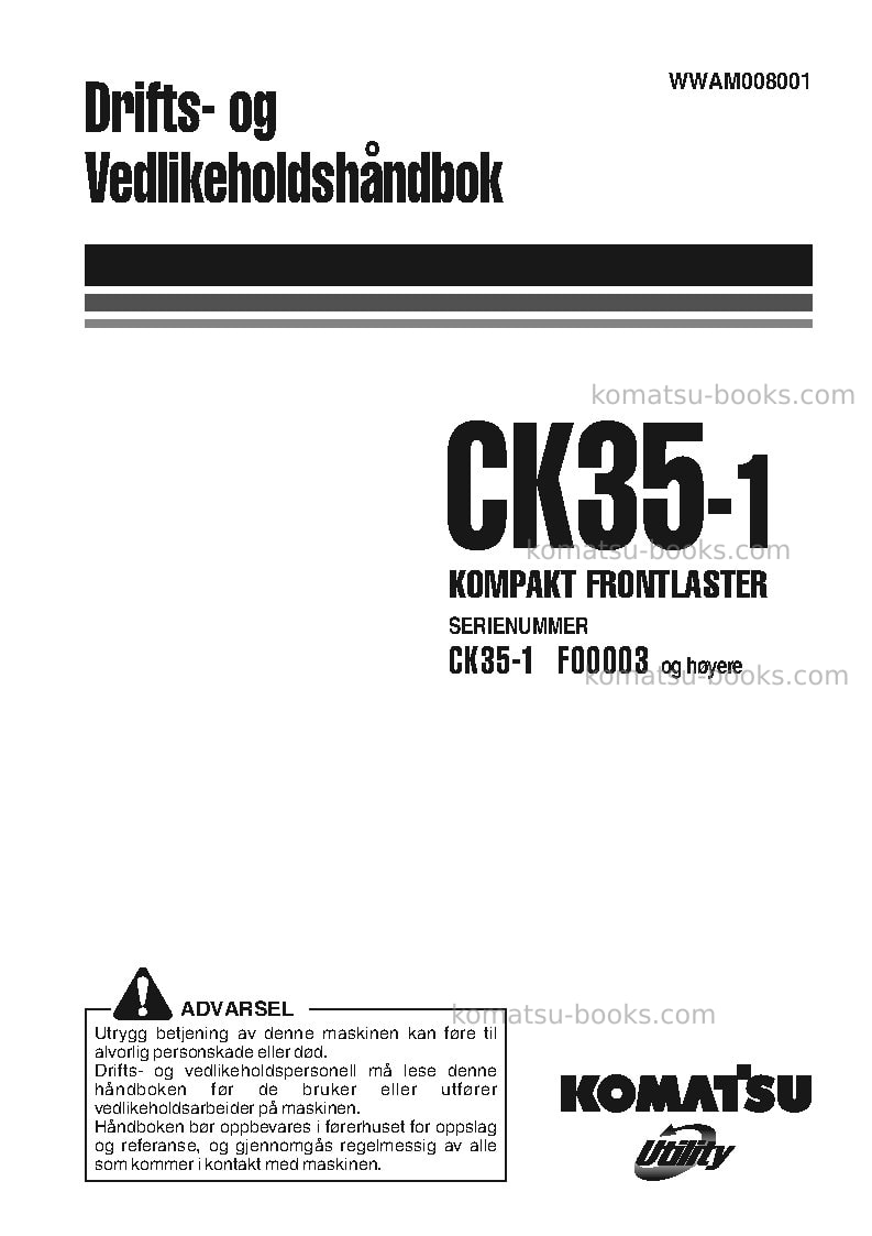 Komatsu ck35-1ita Operation manual cover Komatsu ck35-1ita Operation manual cover