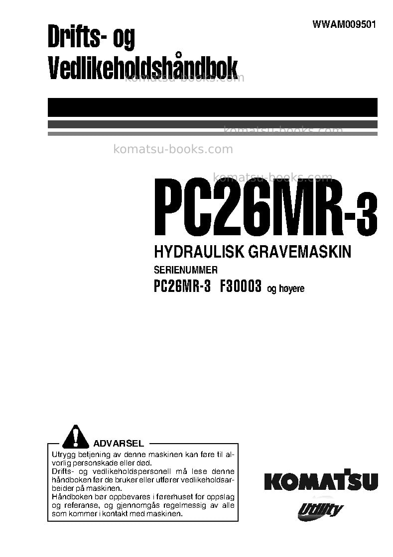 Komatsu pc26mr-3ita Operation manual cover Komatsu pc26mr-3ita Operation manual cover