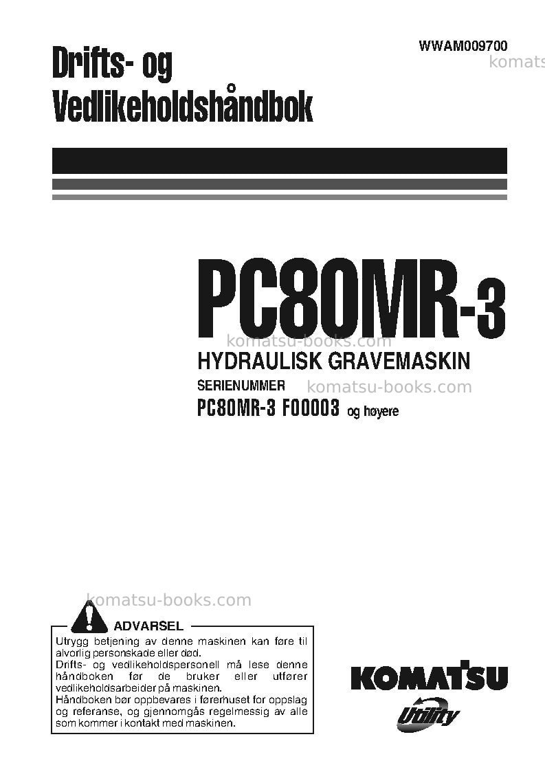 Komatsu pc80mr-3ita Operation manual cover Komatsu pc80mr-3ita Operation manual cover