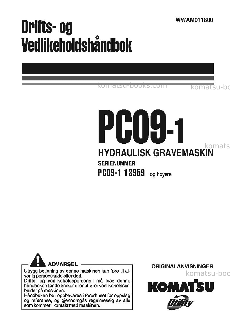 Komatsu pc09-1ita Operation manual cover Komatsu pc09-1ita Operation manual cover