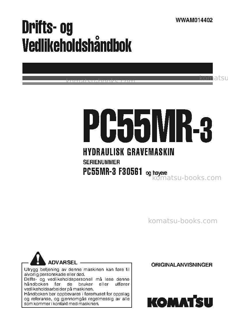 Komatsu pc55mr-3ita Operation manual cover Komatsu pc55mr-3ita Operation manual cover