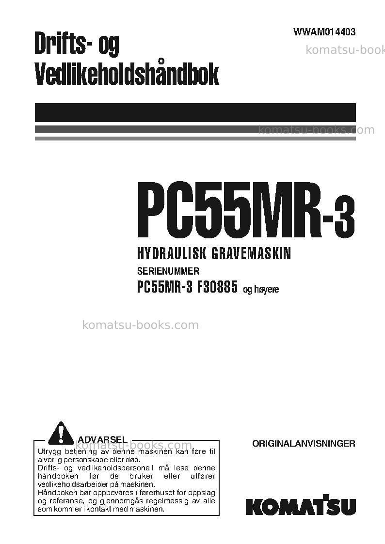 Komatsu pc55mr-3ita Operation manual cover Komatsu pc55mr-3ita Operation manual cover