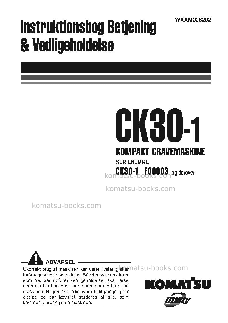Komatsu ck30-1ita Operation manual cover