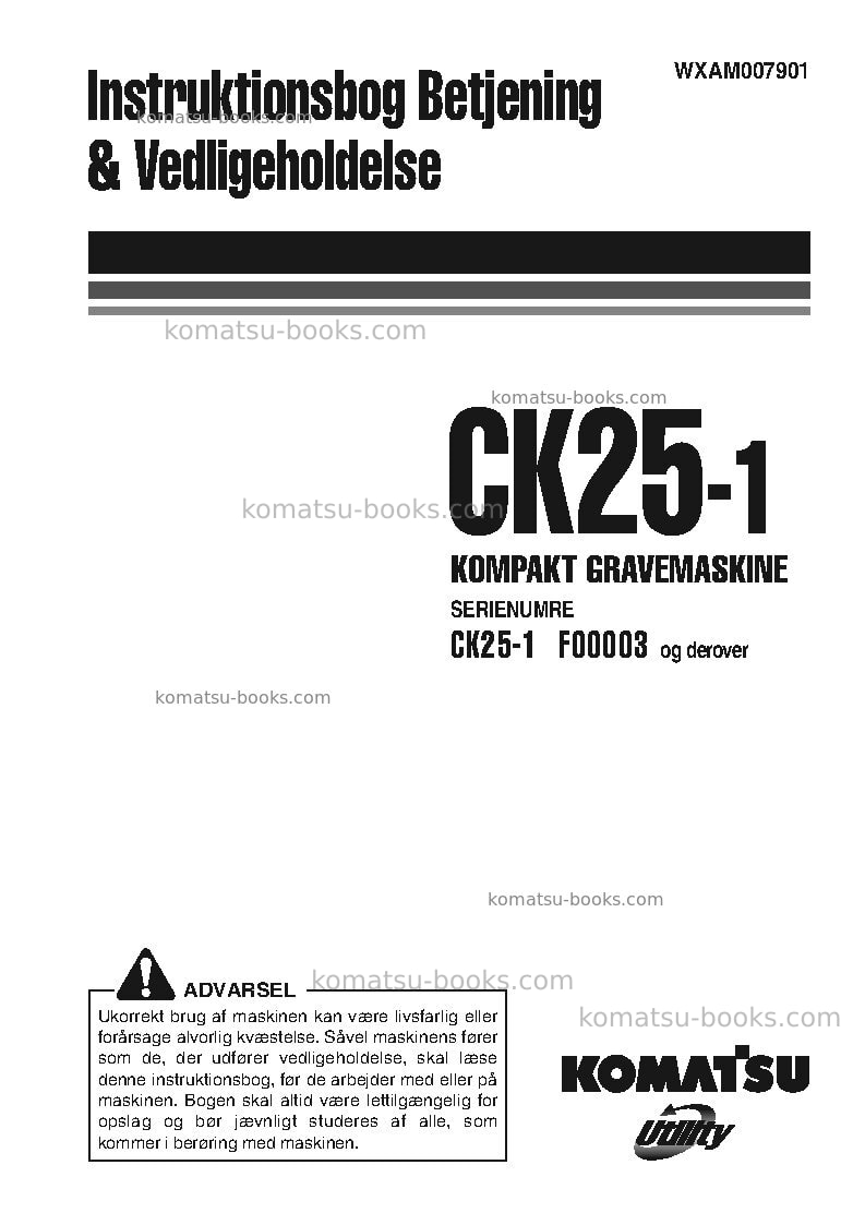 Komatsu ck25-1ita Operation manual cover Komatsu ck25-1ita Operation manual cover