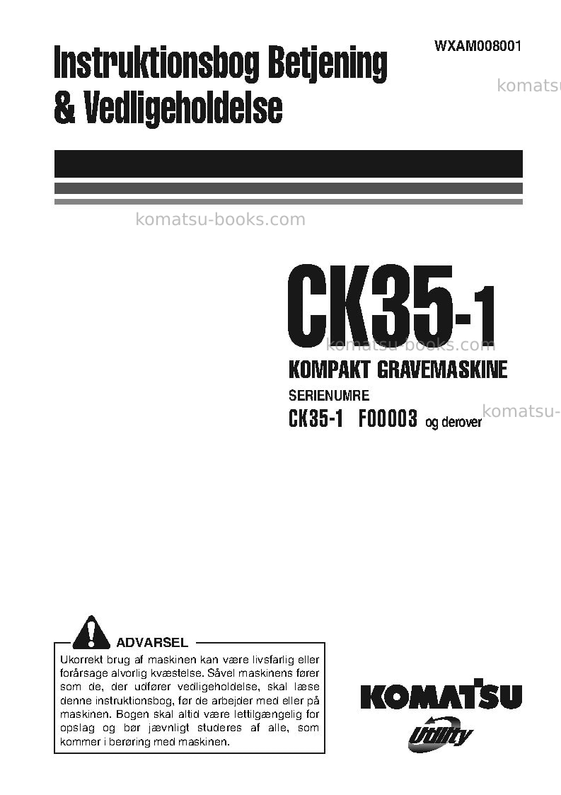 Komatsu ck35-1ita Operation manual cover Komatsu ck35-1ita Operation manual cover