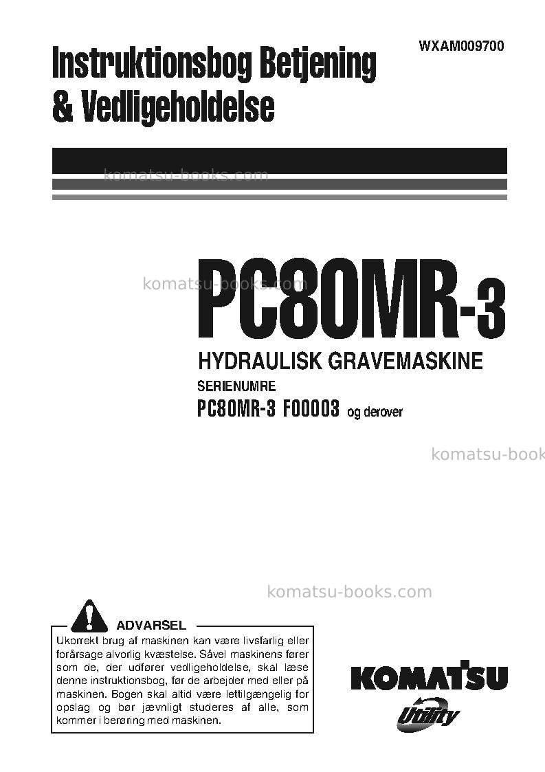 Komatsu pc80mr-3ita Operation manual cover Komatsu pc80mr-3ita Operation manual cover
