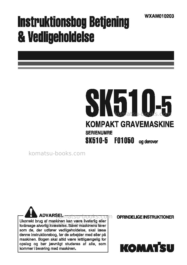 Komatsu sk510-5ita Operation manual cover