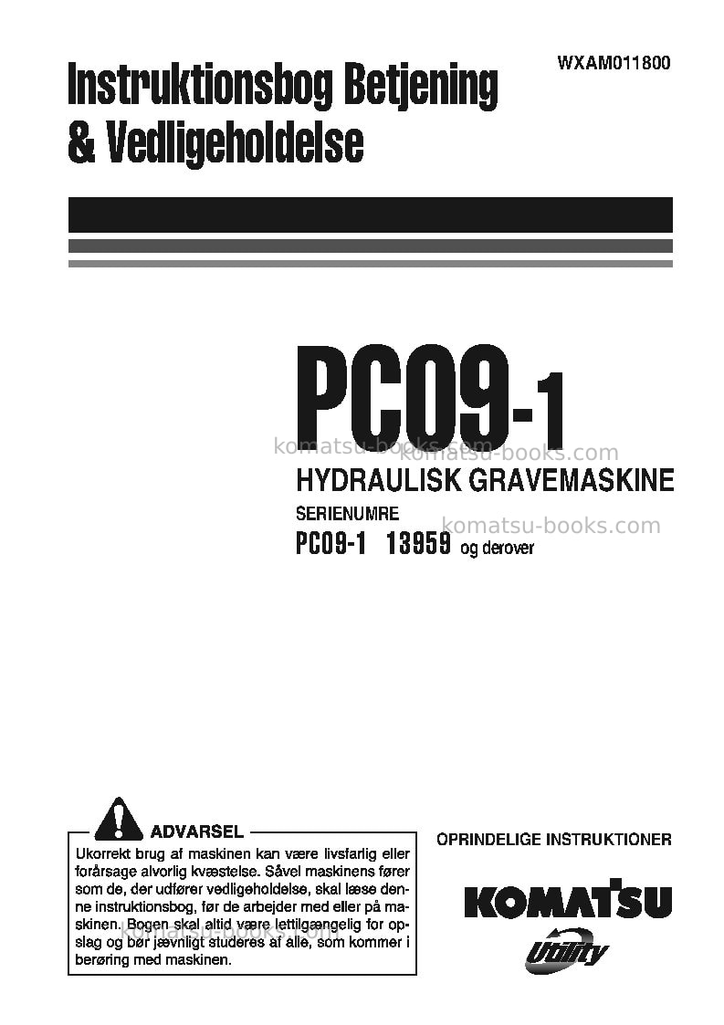 Komatsu pc09-1ita Operation manual cover Komatsu pc09-1ita Operation manual cover