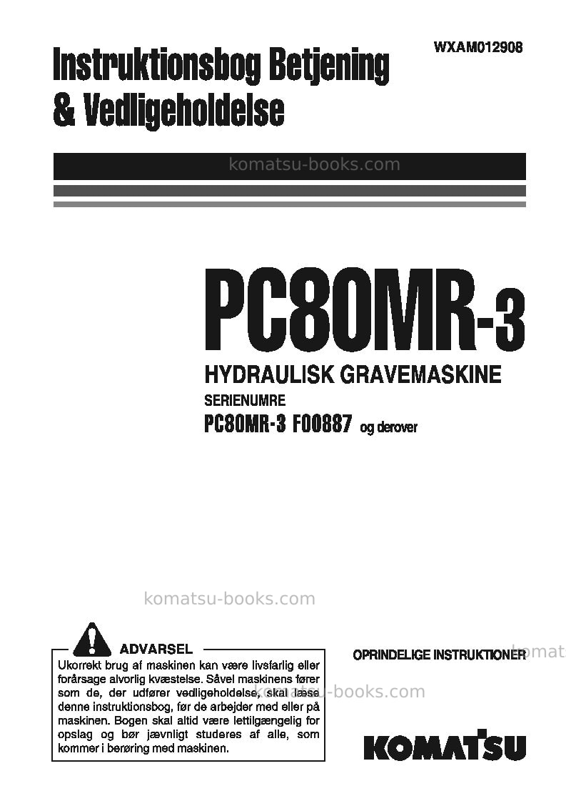 Komatsu pc80mr-3ita Operation manual cover Komatsu pc80mr-3ita Operation manual cover