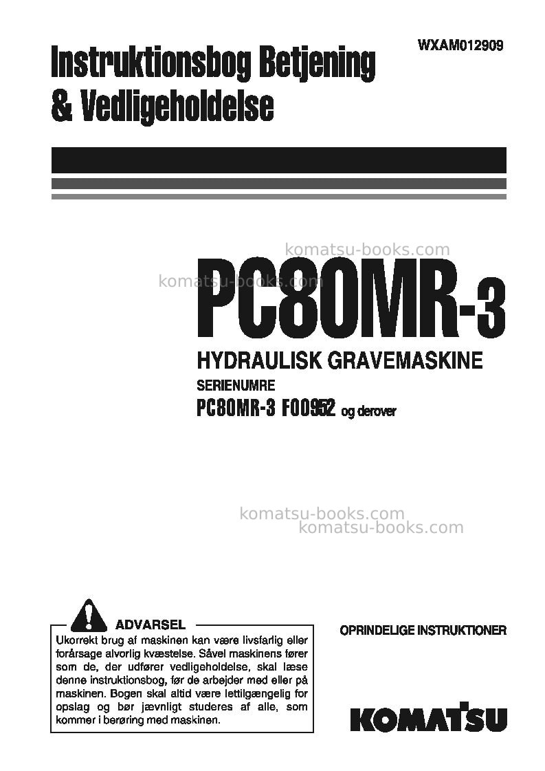 Komatsu pc80mr-3ita Operation manual cover