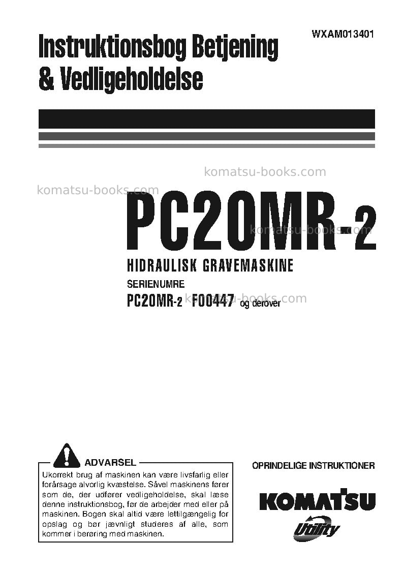 Komatsu pc20mr-2ita Operation manual cover Komatsu pc20mr-2ita Operation manual cover