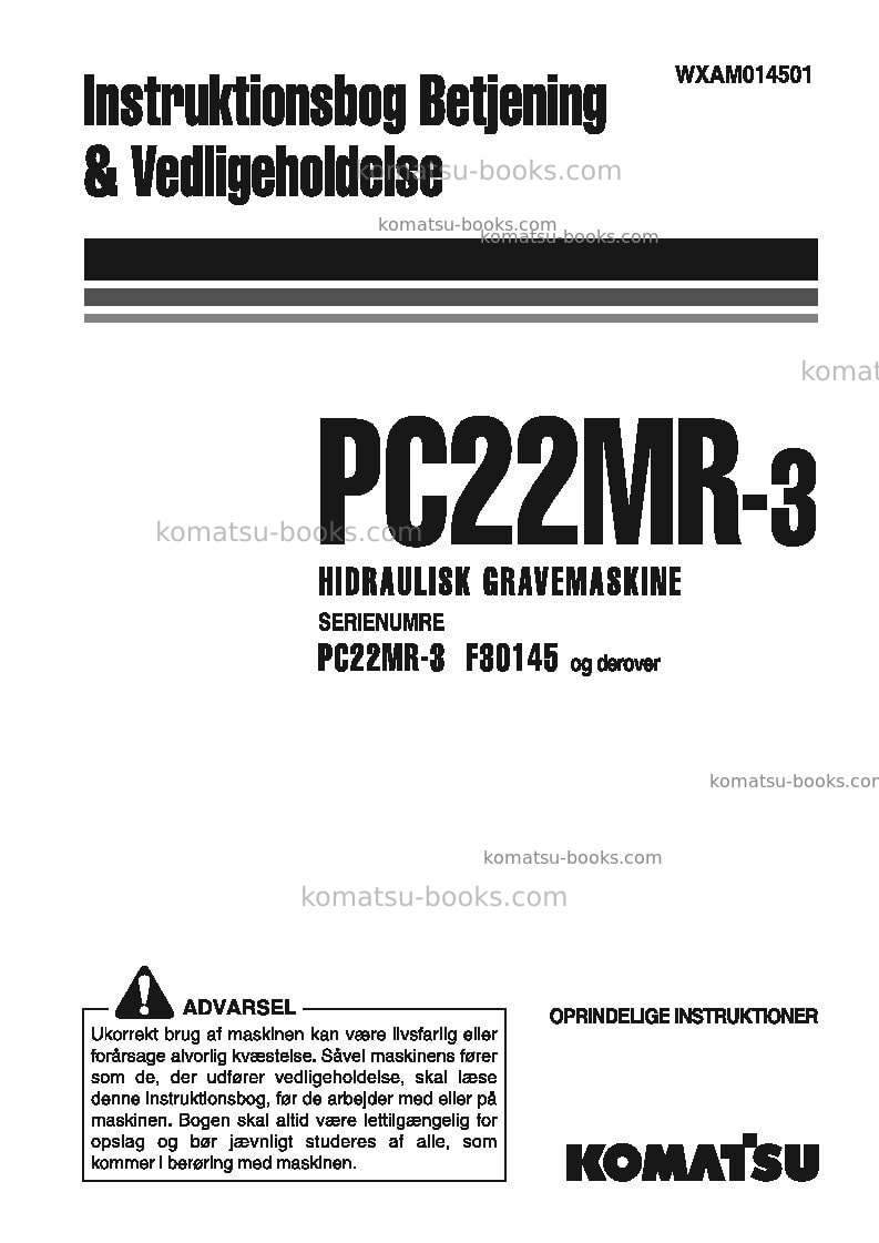 Komatsu pc22mr-3ita Operation manual cover Komatsu pc22mr-3ita Operation manual cover