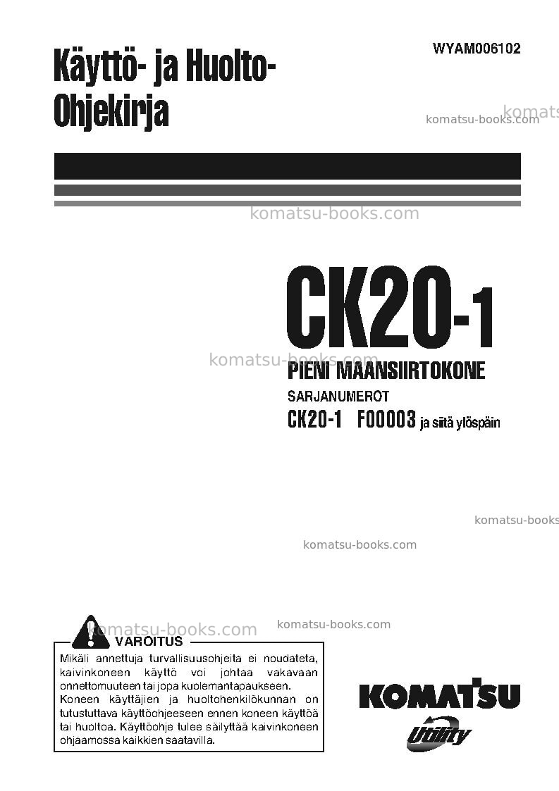 Komatsu ck20-1ita Operation manual cover Komatsu ck20-1ita Operation manual cover