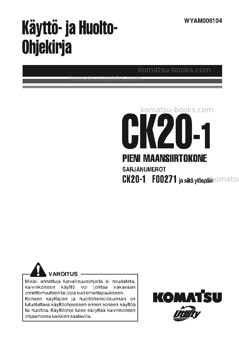 Komatsu ck20-1ita Operation manual cover Komatsu ck20-1ita Operation manual cover