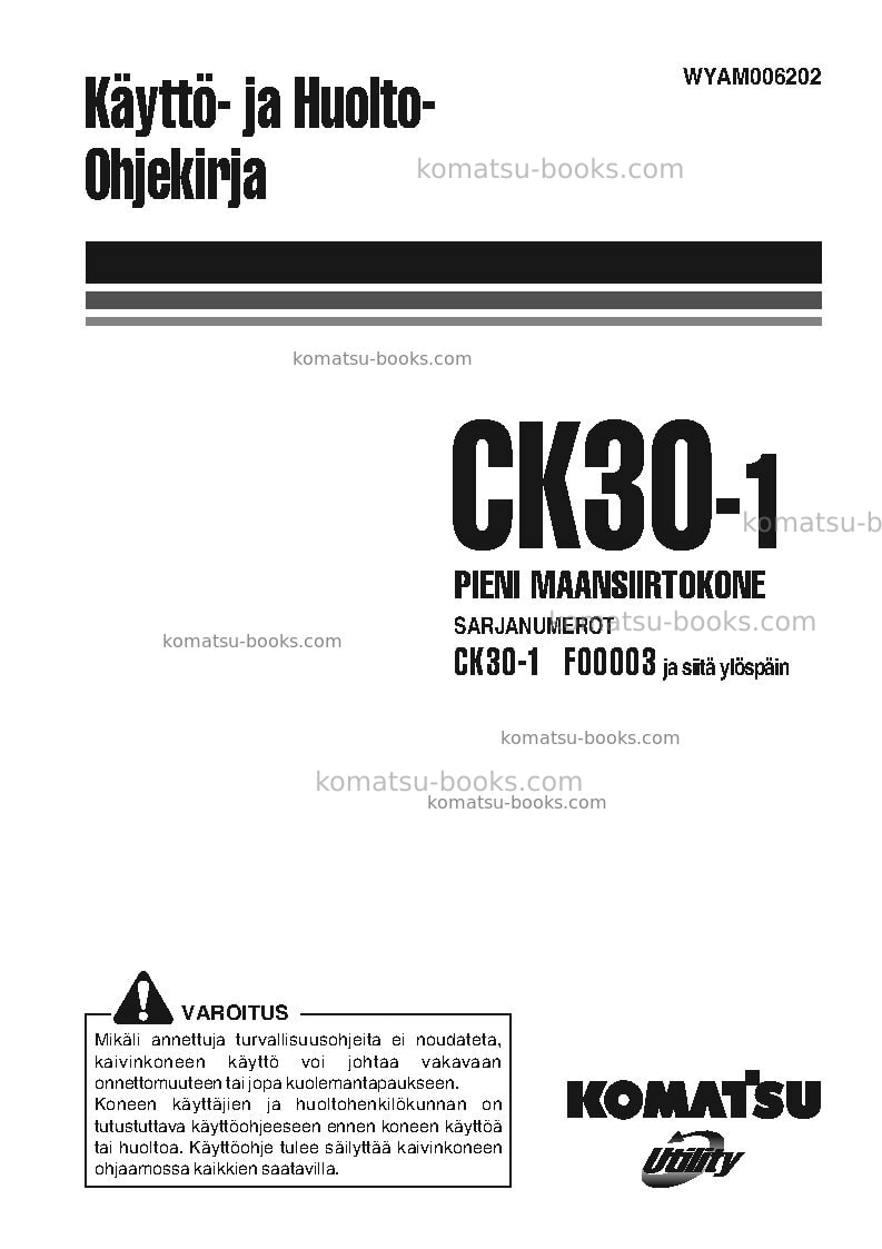 Komatsu ck30-1ita Operation manual cover