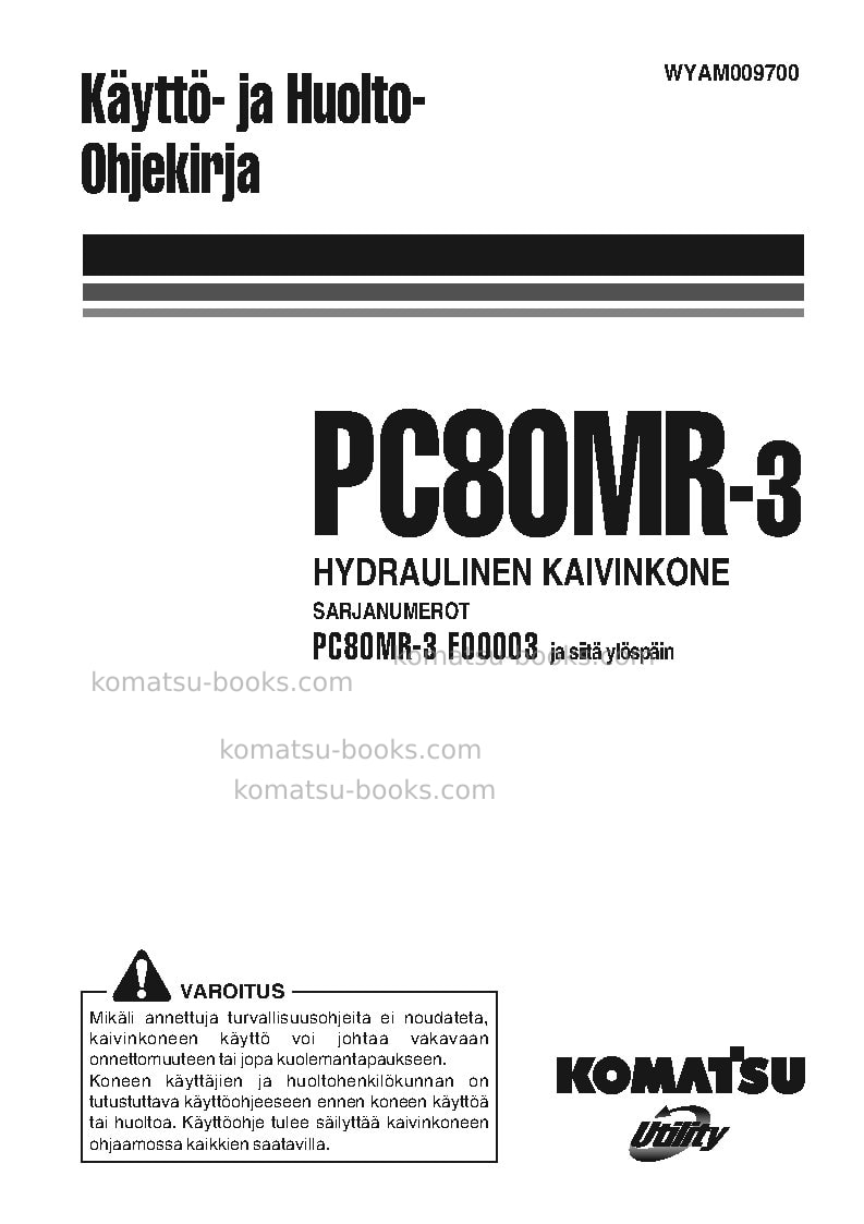 Komatsu pc80mr-3ita Operation manual cover Komatsu pc80mr-3ita Operation manual cover