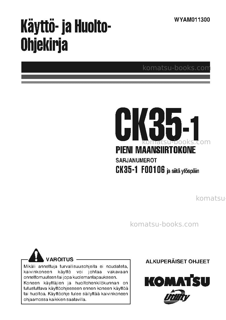 Komatsu ck35-1ita Operation manual cover Komatsu ck35-1ita Operation manual cover