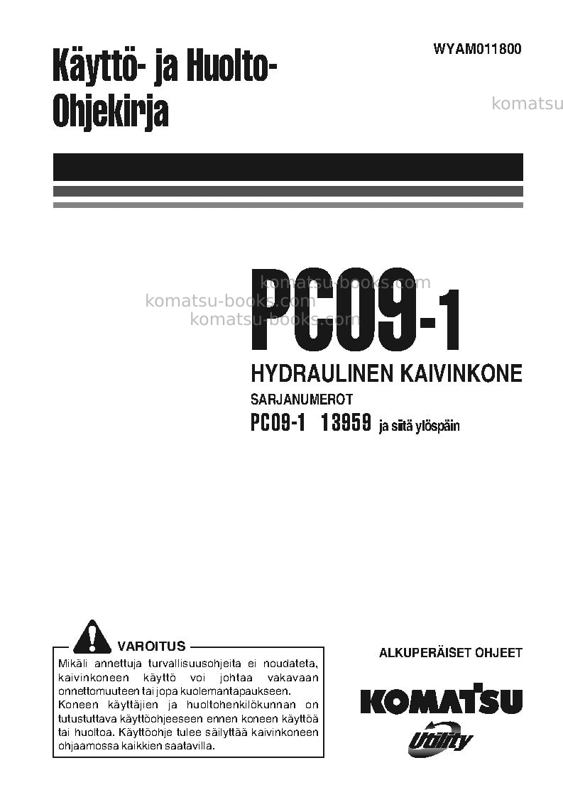 Komatsu pc09-1ita Operation manual cover Komatsu pc09-1ita Operation manual cover