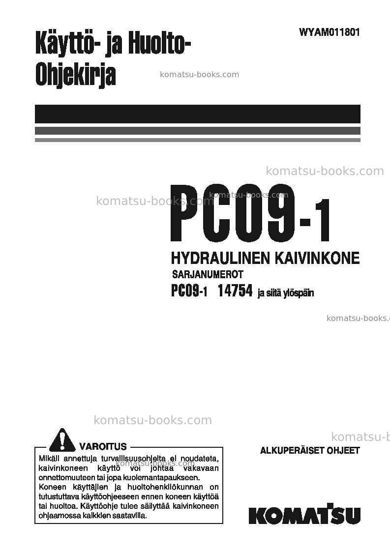 Komatsu pc09-1ita Operation manual cover Komatsu pc09-1ita Operation manual cover