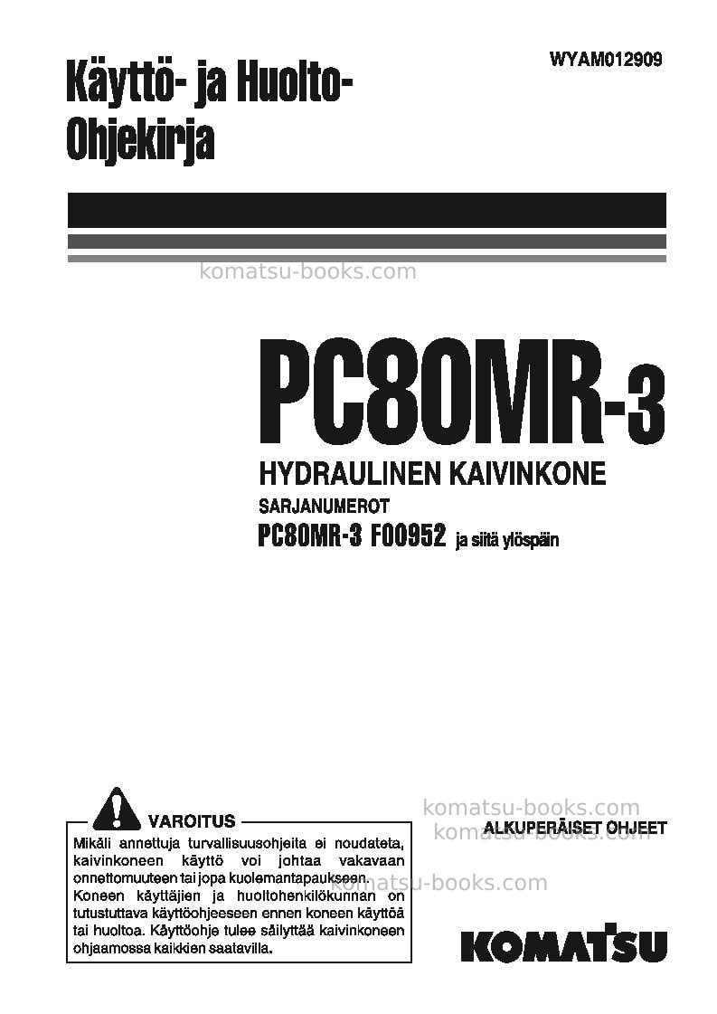 Komatsu pc80mr-3ita Operation manual cover