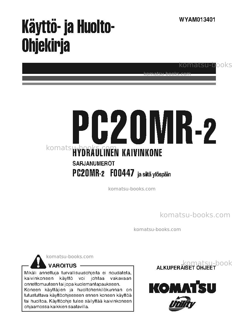 Komatsu pc20mr-2ita Operation manual cover Komatsu pc20mr-2ita Operation manual cover
