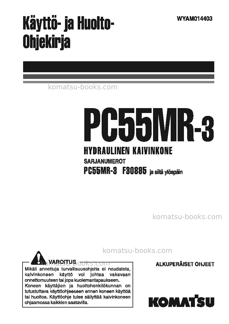 Komatsu pc55mr-3ita Operation manual cover