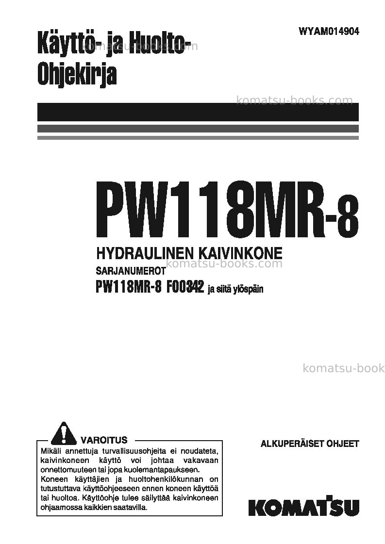 Komatsu pw118mr-8ita Operation manual cover