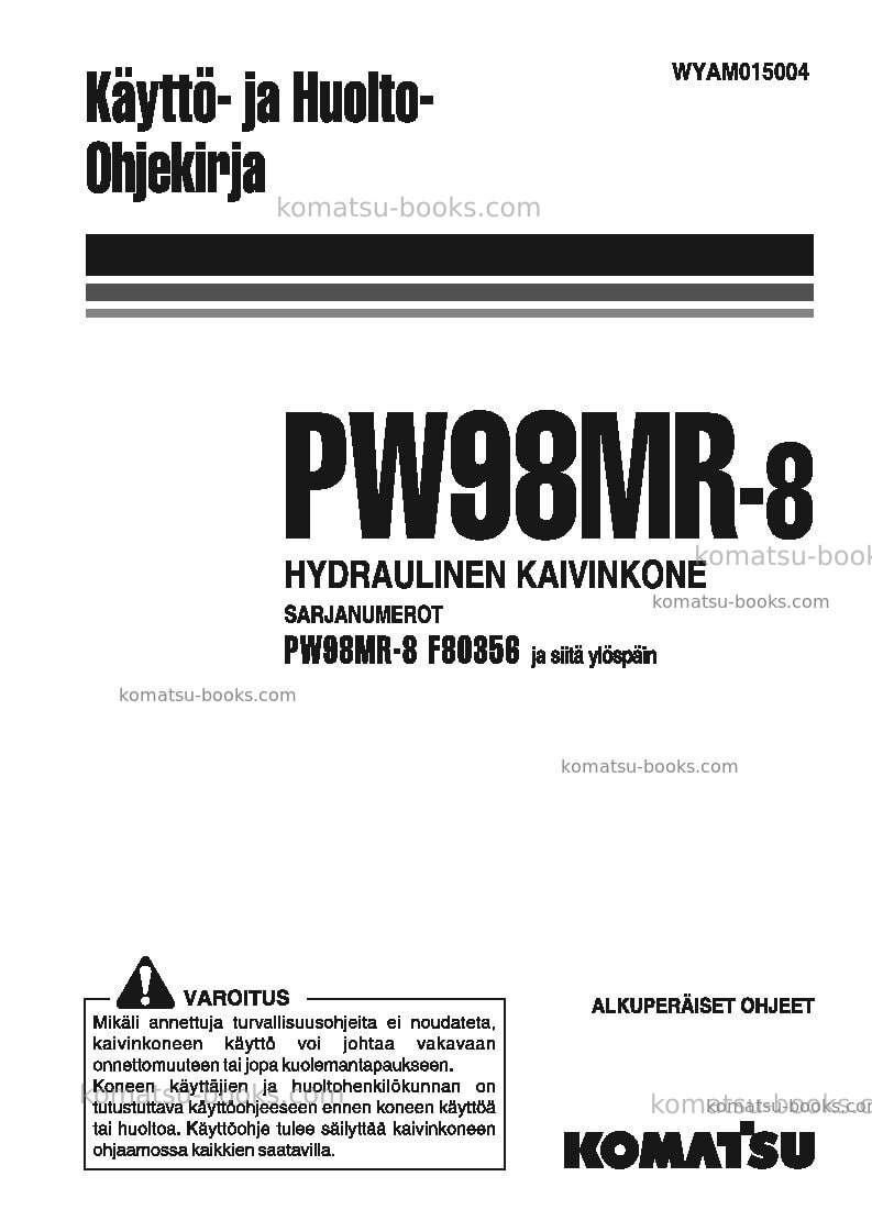 Komatsu pw98mr-8ita Operation manual cover